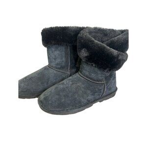 Lamo Black Faux Fur Lined Suede Ankle Boots Womens 10 Cozy Winter Warm Soft